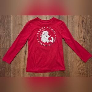 Holiday Time Red Long-Sleeve Santa Graphic Tee